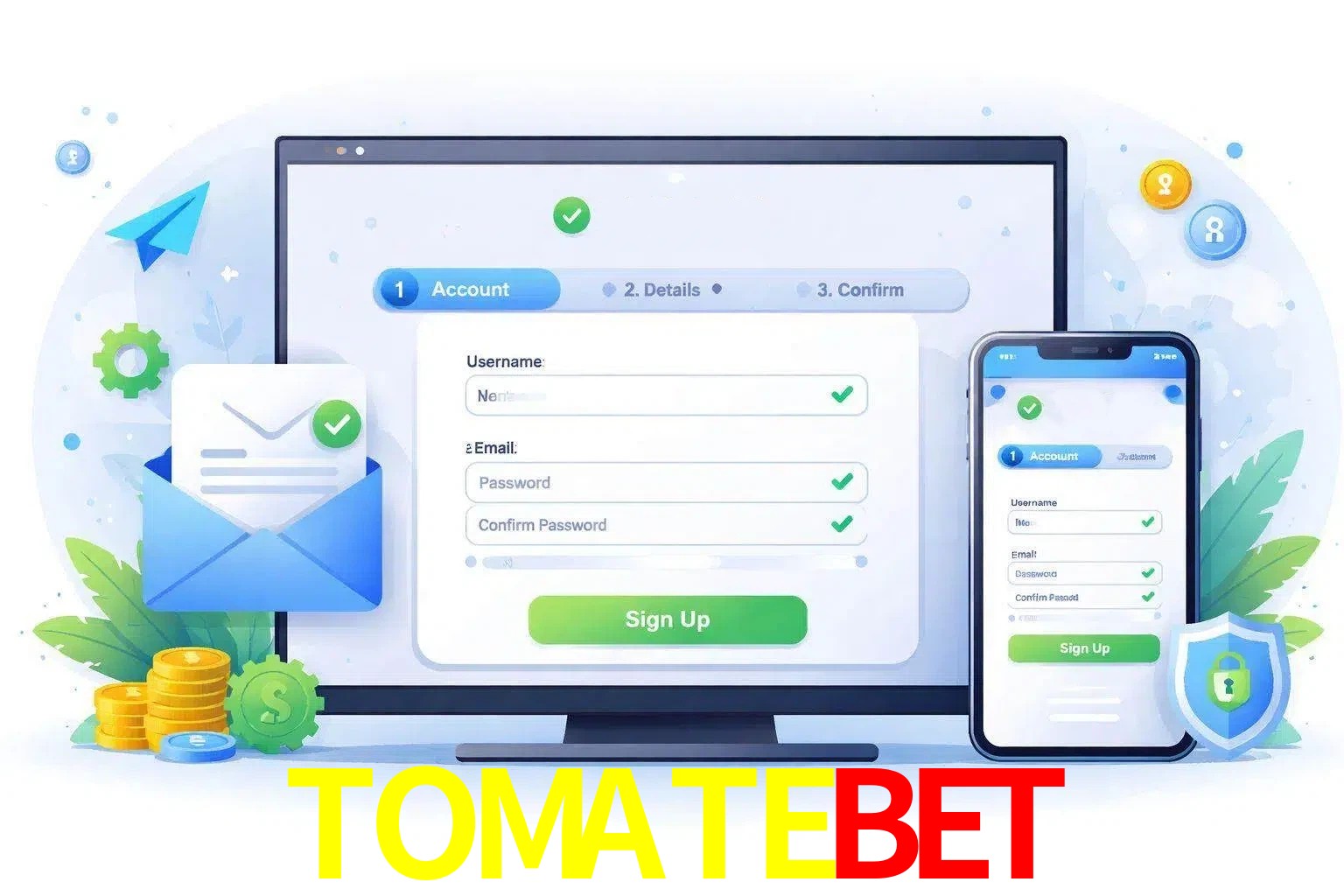 Registro de nuevo usuario y configuración de cuenta TOMATEBET