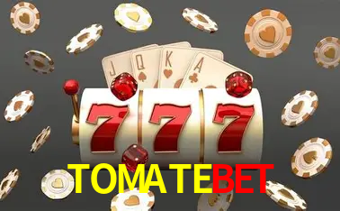 Escena dinámica inspirada en casino con iluminación TOMATEBET, cartas, fichas e íconos de juegos digitales en un espacio moderno de juegos.